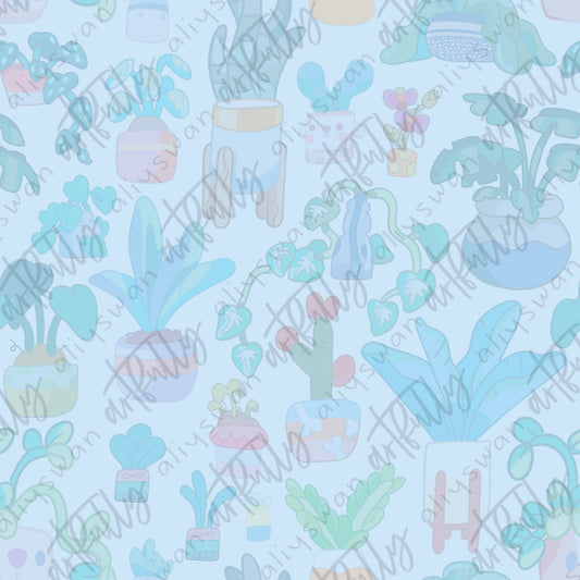 Heeler Houseplants Coordinate Seamless File - White