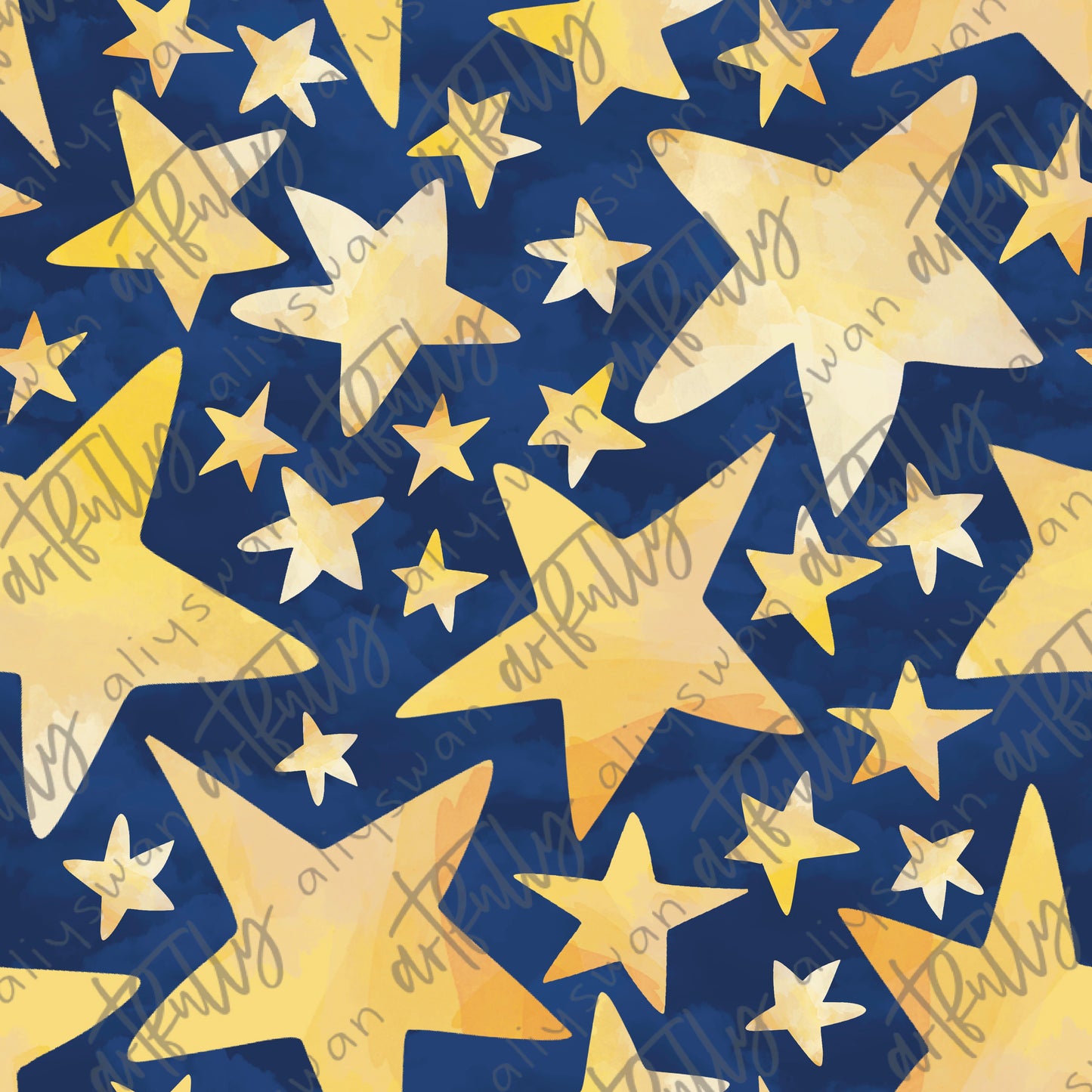 Sleepy Sheep - Stars Coordinate Seamless File - Navy