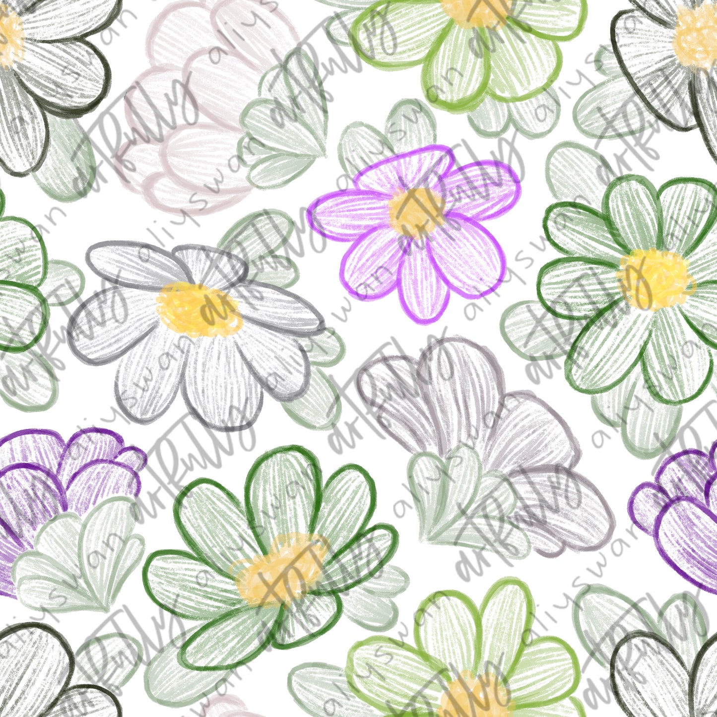 Sketchy PRIDE Flowers Seamless File - MULTIPLE OPTIONS