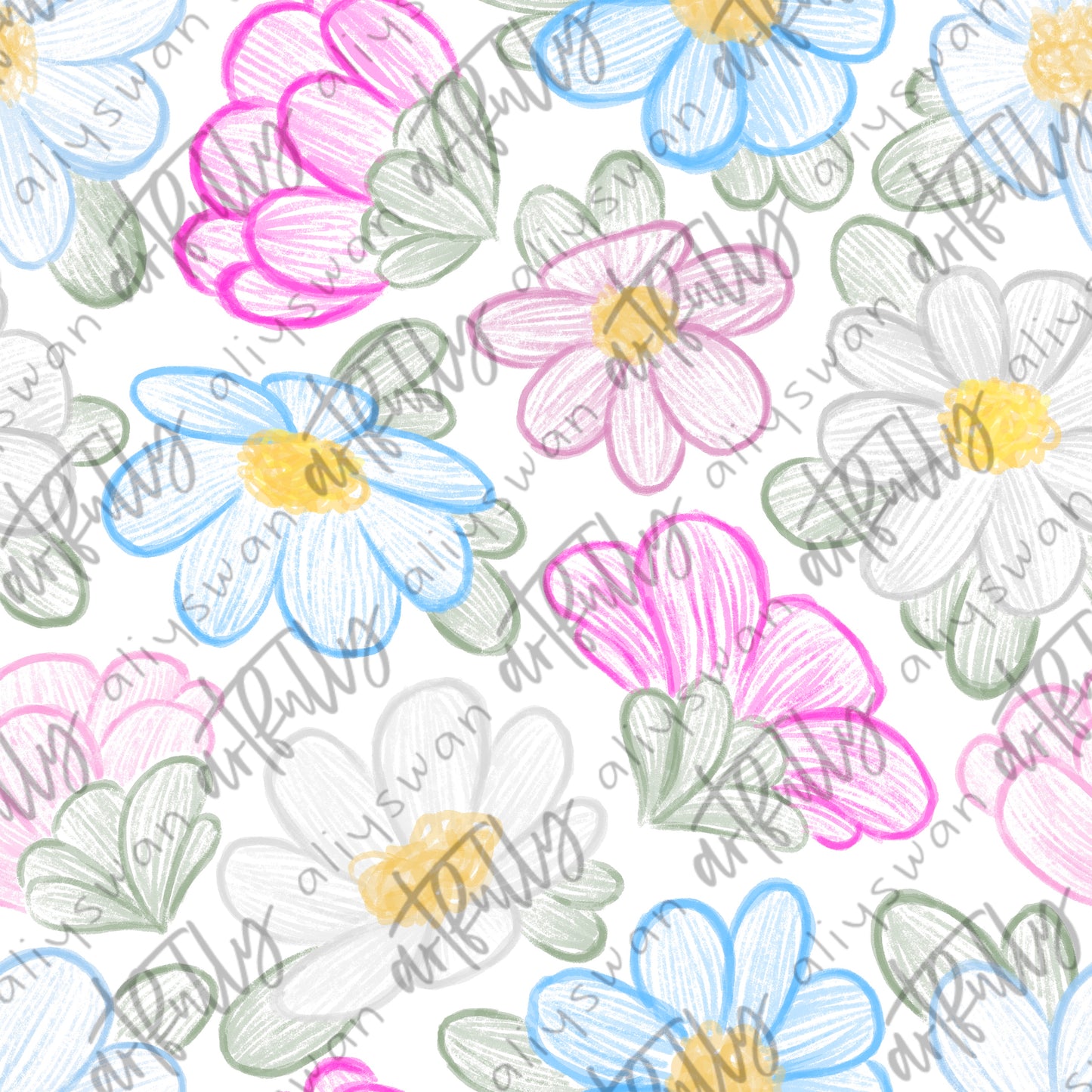 Sketchy PRIDE Flowers Seamless File - MULTIPLE OPTIONS